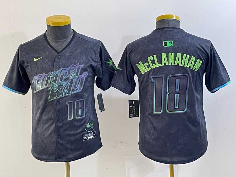 Youth Tampa Bay Rays #18 Shane McClanahan Charcoal 2024 City Connect Player Number Limited Cool Base Jersey->mlb youth jerseys->MLB Jersey